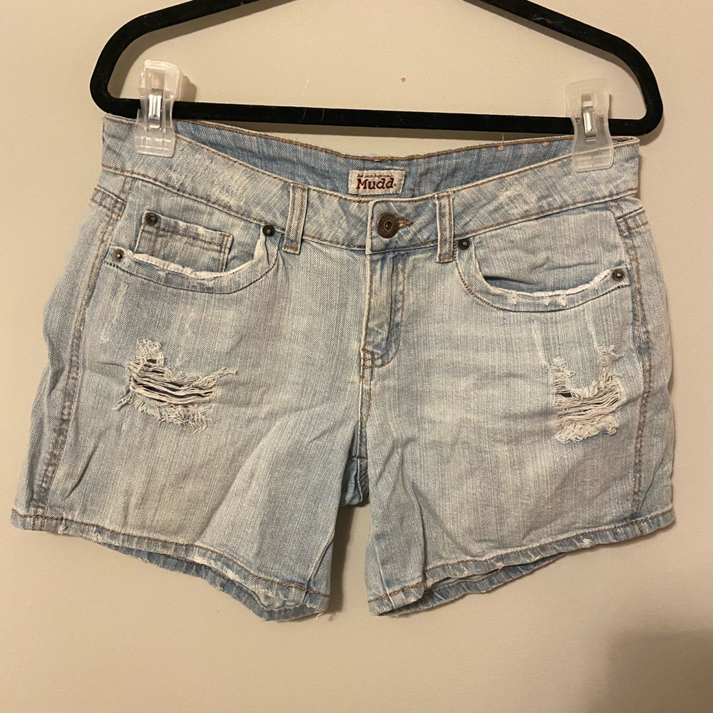 Mudd Distressed Jean Shorts - Light Wash